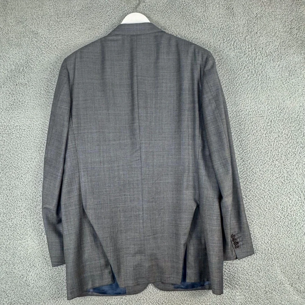 Trussini Linea Nuova Blazer Mens 44L‎ 54 Gray Blue Windowpane Super 130s Wool